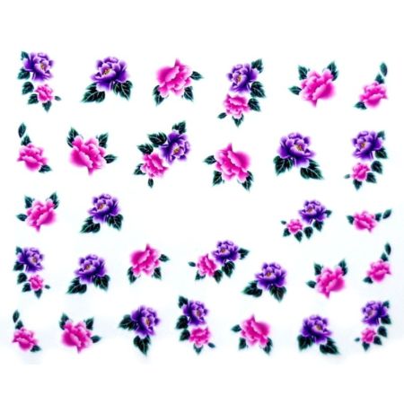 Water Decals Fleurs Violettes et Roses