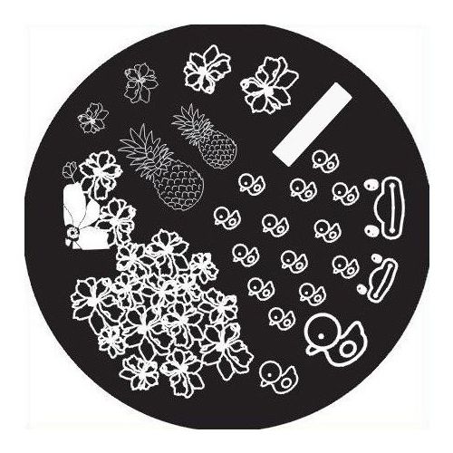 Plaque de Stamping Ananas Canard et Fleurs
