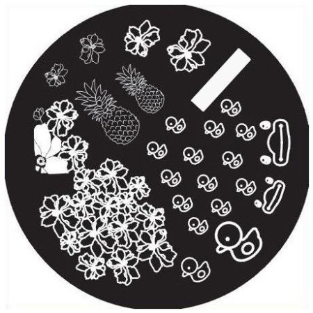 Plaque de Stamping Ananas Canard et Fleurs