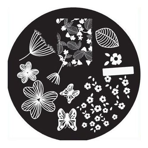 Plaque de Stamping Motifs Fleurs, Papillons et Feuilles