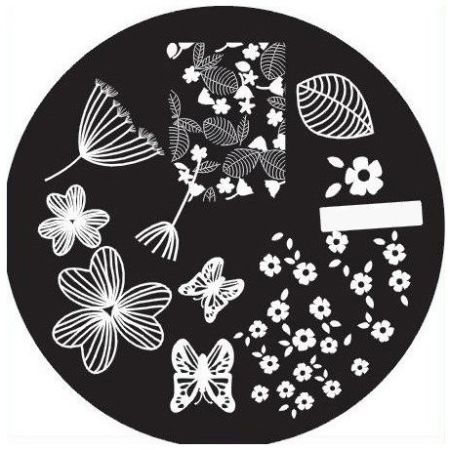 Plaque de Stamping Motifs Fleurs, Papillons et Feuilles
