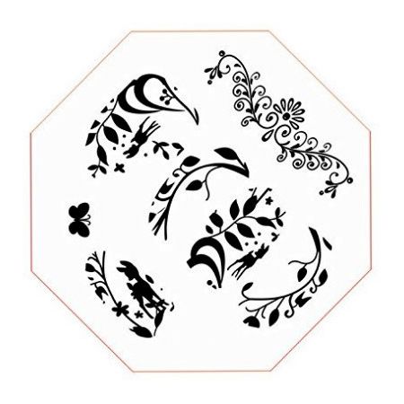 Plaque de Stamping Biche Arabesque et Végétation