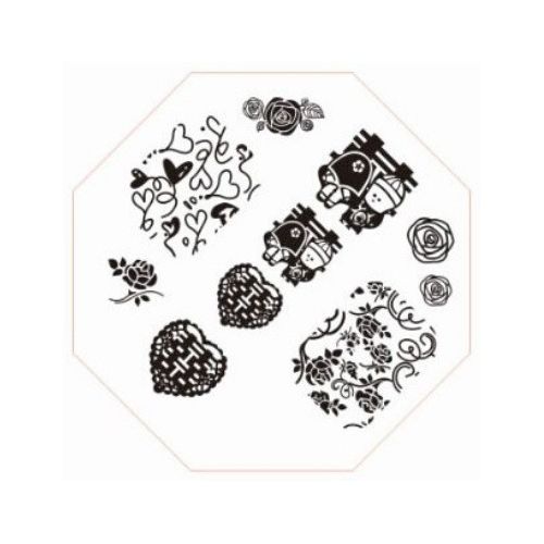 Plaque de Stamping Cœur, Rose et Couple