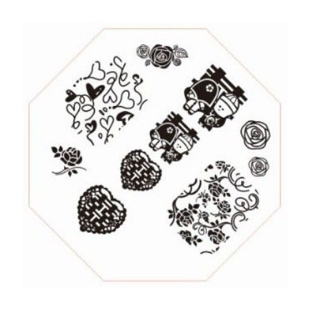 Plaque de Stamping Cœur, Rose et Couple