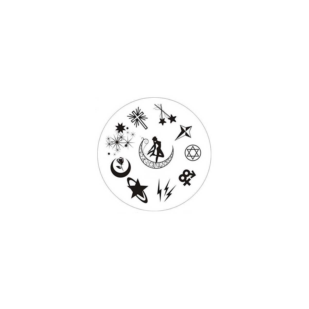 Plaque de Stamping Etoiles Eclairs et Astrologie