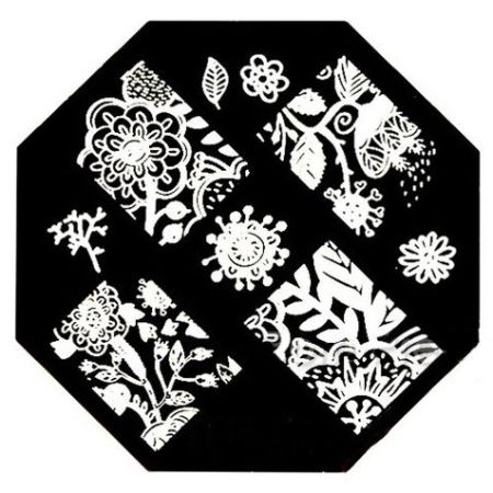 Plaque de Stamping Fleurs Végétation et Feuille