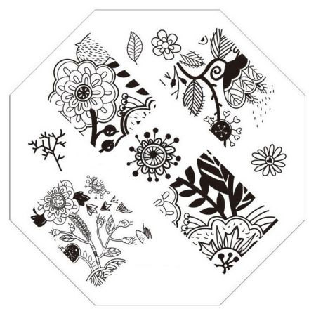 Plaque de Stamping Fleurs Végétation et Feuille