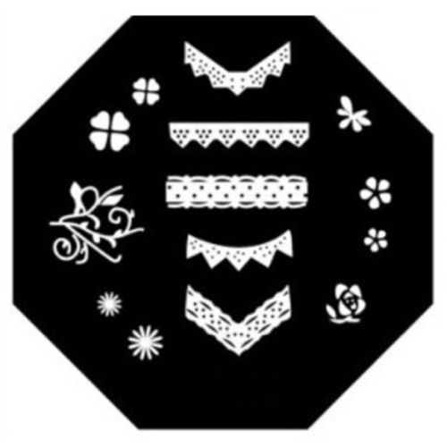 Plaque de Stamping Dentelle Fleur et French