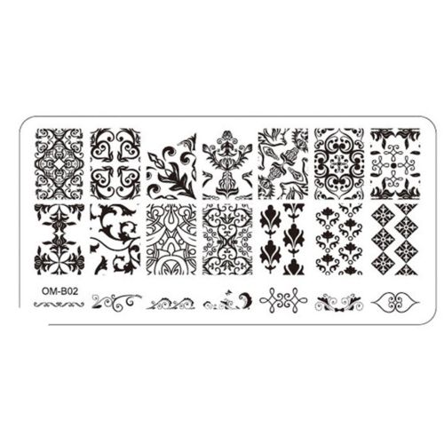 Plaque de Stamping Nail Art Motifs Intégraux, Baroque et...