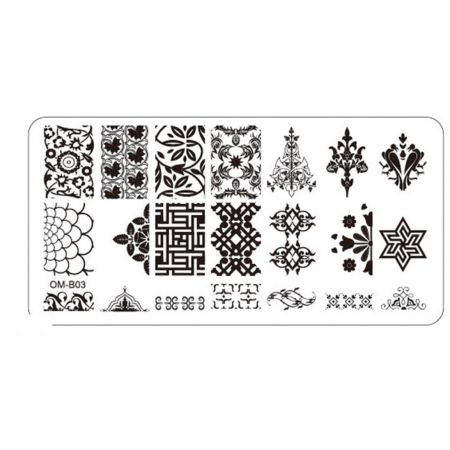 Plaque de Stamping Nail Art Végétale et Asiatique OMB03