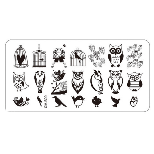 Plaque de Stamping Hibou Chouette Oiseau et Cage OMB09