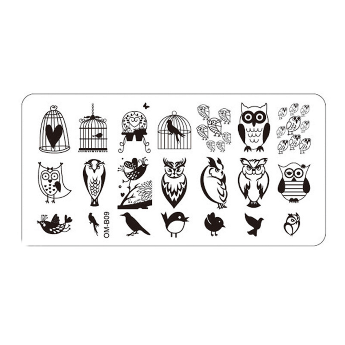 Plaque de Stamping Hibou Chouette Oiseau et Cage OMB09