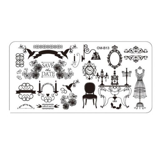 Plaque de Stamping Nail Art Mariage Save the Date Baroque...