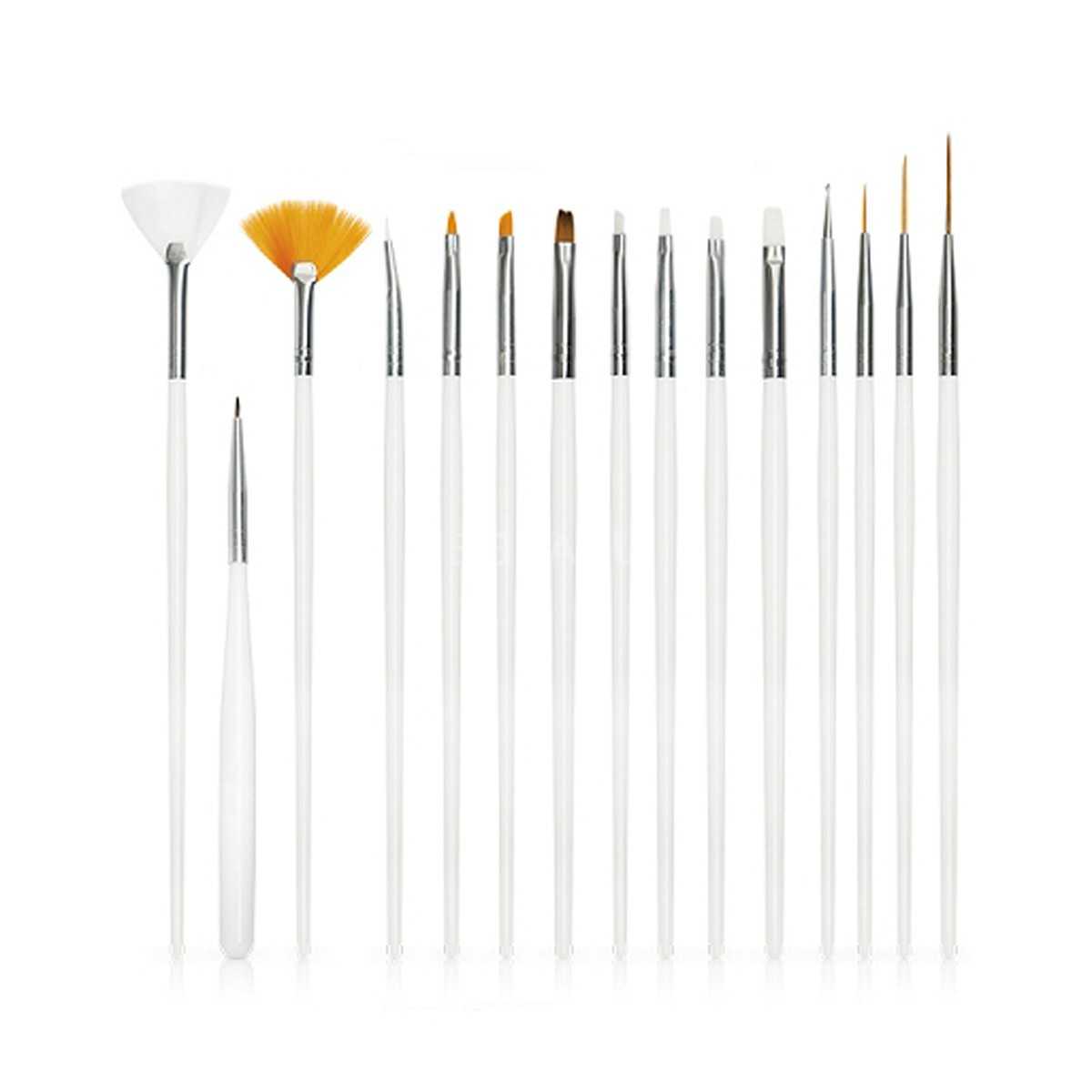 Lot de 14 Pinceaux et 1 Dotting Tool - Blanc