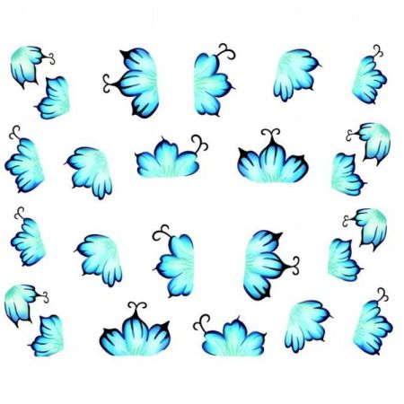 Water Decals Fleurs Bleues et Turquoise