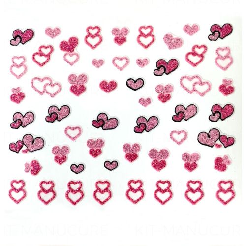 Stickers à paillettes Cœur - Rose