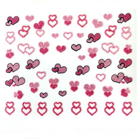 Stickers à paillettes Cœur - Rose