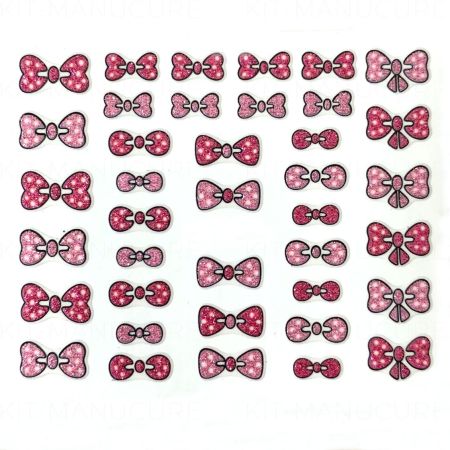 Stickers Ongles Nœuds à Paillettes - Rose