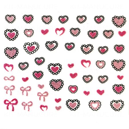 Stickers à paillettes Cœur et Noeuds- Rose