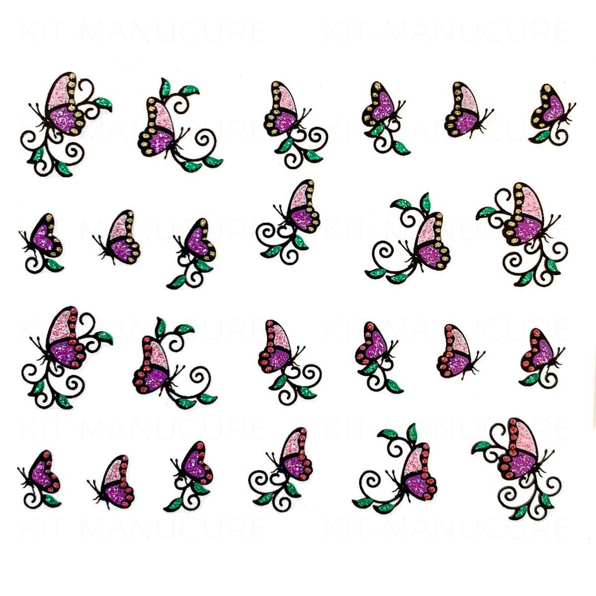 Stickers à Paillettes Papillons -  Violet et Rose