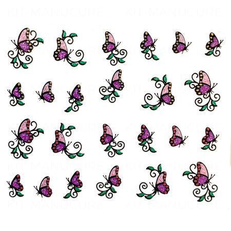 Stickers à Paillettes Papillons -  Violet et Rose