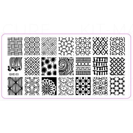 Plaque de Stamping Nail Art fleurs, années 70 et Motifs Intégraux QXE03