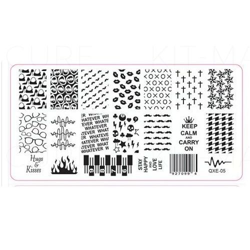 Plaque de Stamping Nail lunettes, étoiles et Motifs...