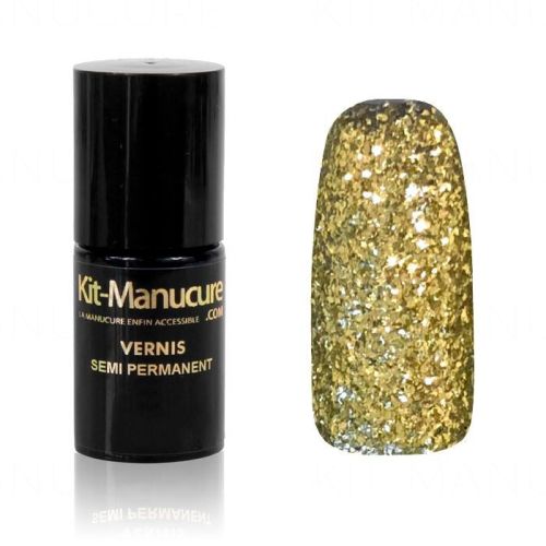Vernis Semi-Permanent à Paillettes Dorées