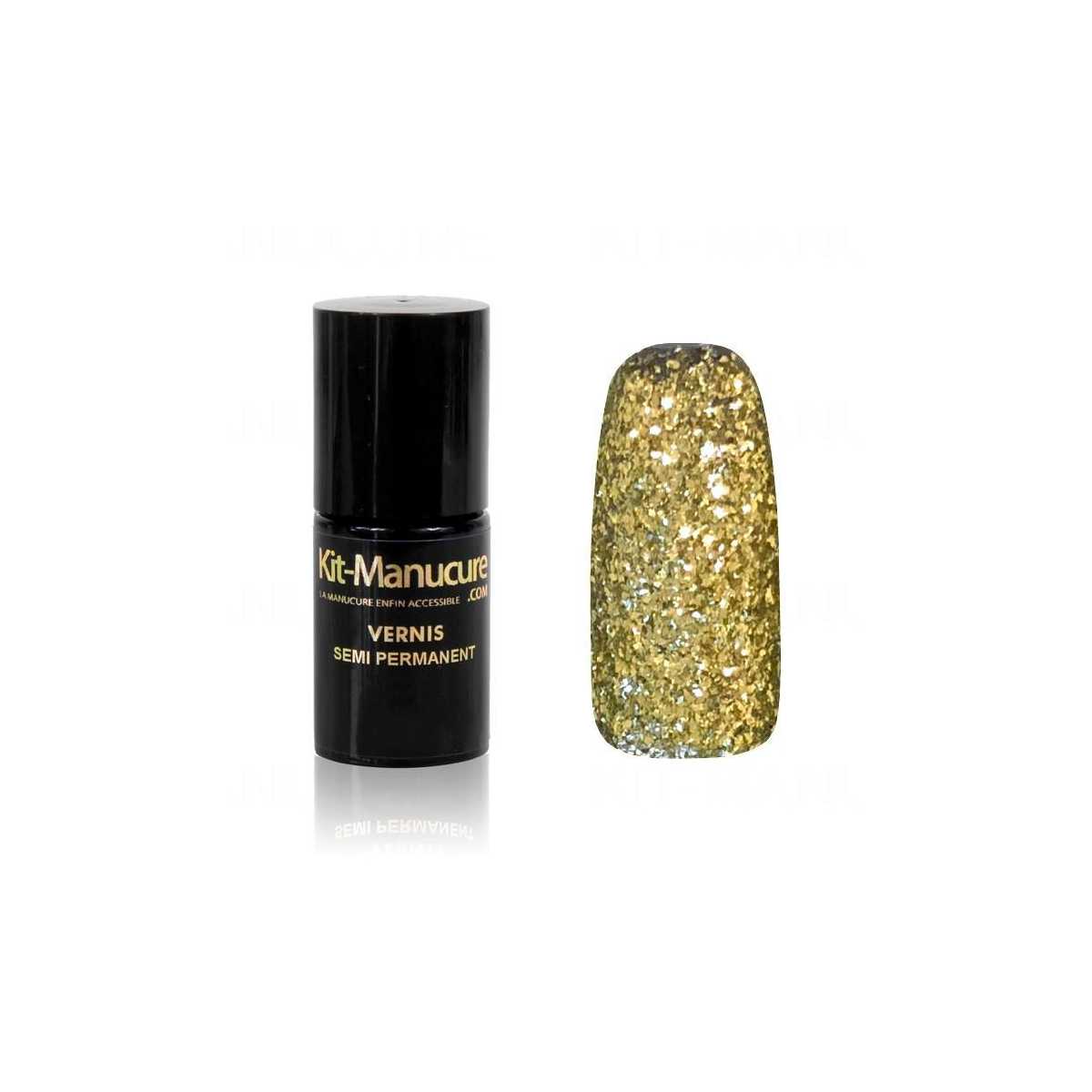 Vernis Semi-Permanent à Paillettes Dorées