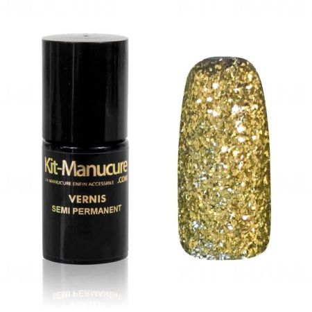 Vernis Semi-Permanent à Paillettes Dorées