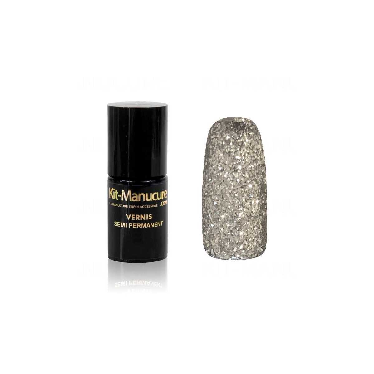 Vernis Semi-Permanent à Paillettes Argent