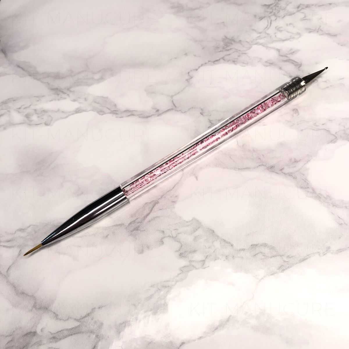 Pinceau Liner et Dotting Tool - Manche à cristaux