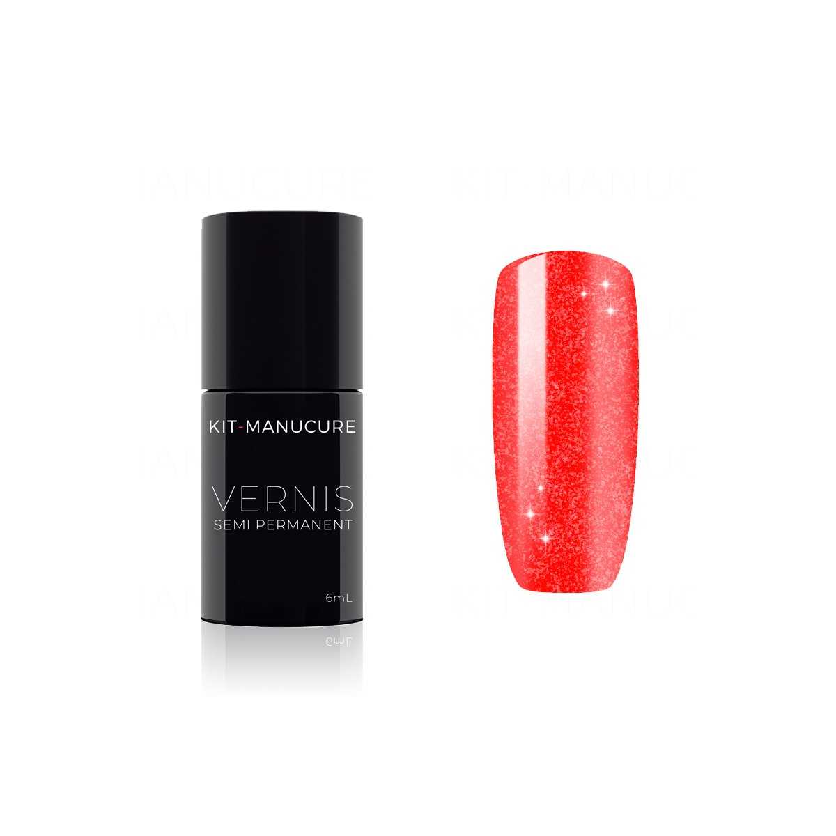 Vernis Semi-Permanent Rouge Flashy Irisé