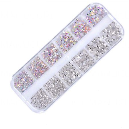 Boîte de Strass cristaux et holographiques - Nail Art