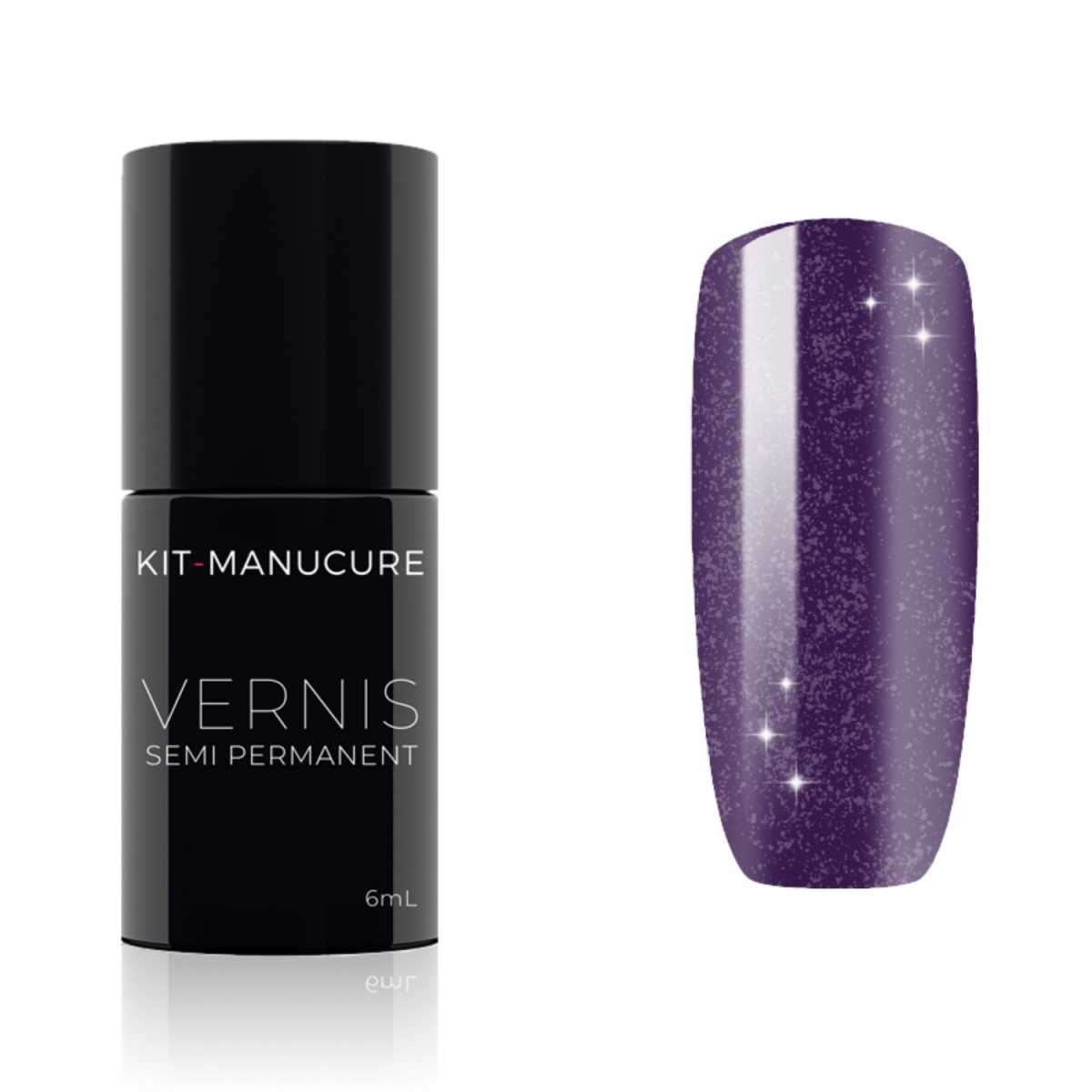 Vernis Semi-Permanent Bleu Nuit Reflets Violets
