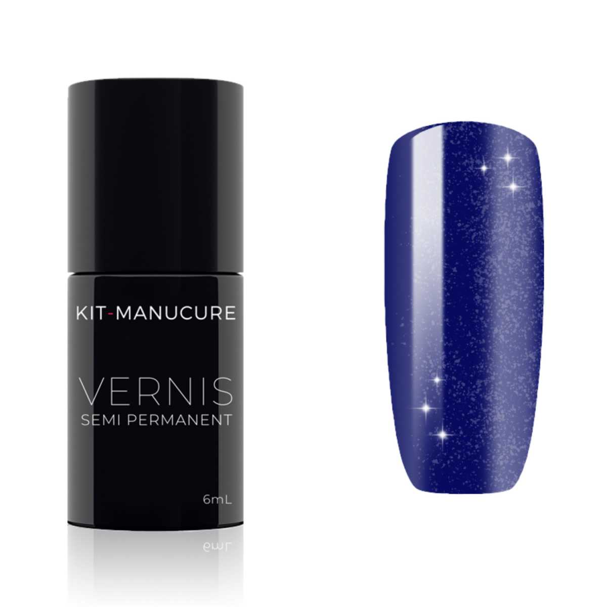 Vernis Semi-Permanent Bleu Foncé Irisé