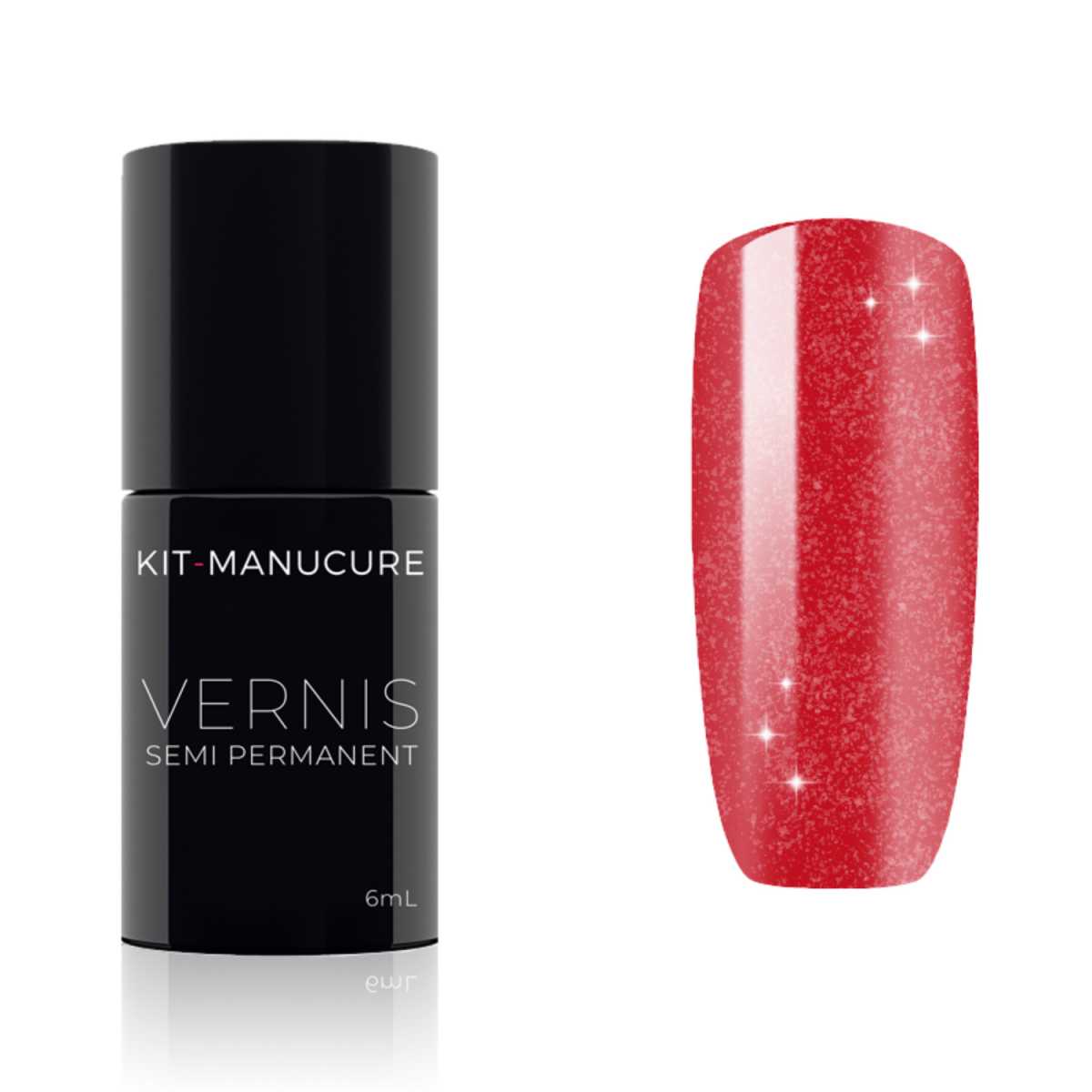 Vernis Semi-Permanent à Paillettes Rouges