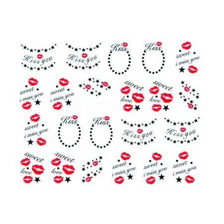 Water Decals Love Kiss - Rouge et Noir