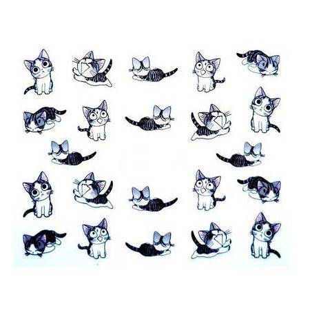 Water Decals Chats - Noir et Blanc