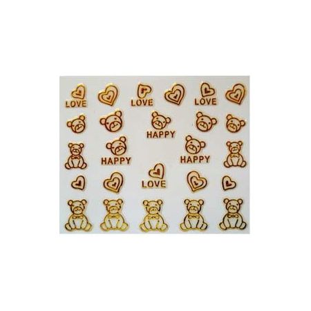 Stickers Ourson et Cœurs - Doré