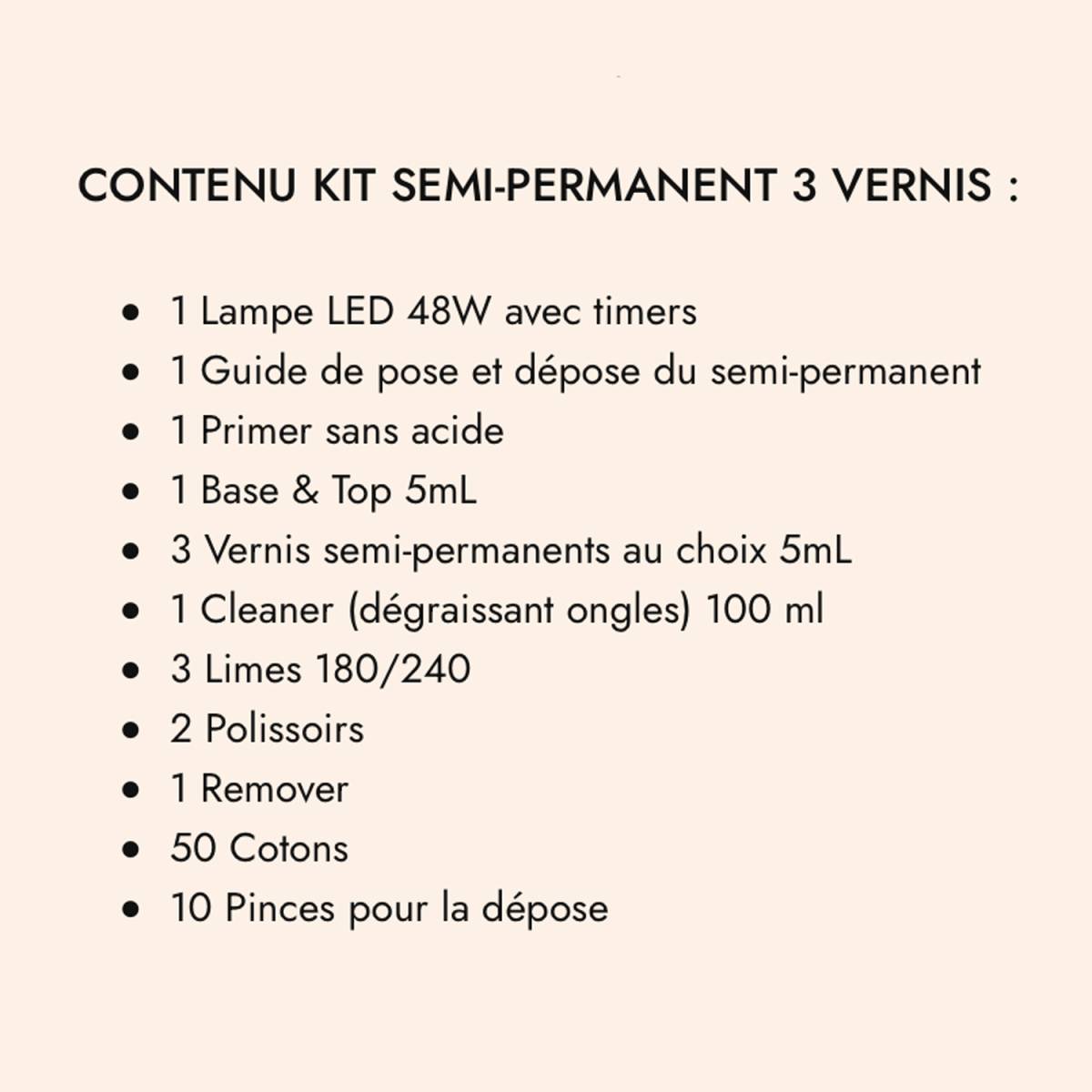 Kit Semi-Permanent 3 Vernis au Choix