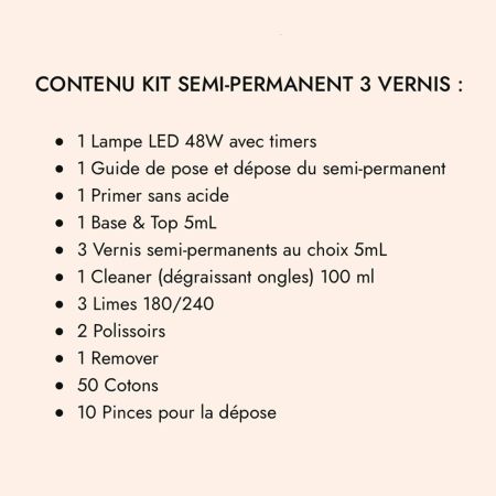 Kit Semi-Permanent 3 Vernis au Choix