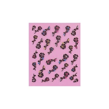 Stickers Roses à Strass - Noir