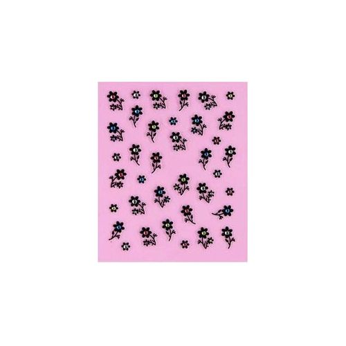Stickers Petites fleurs et Strass - Noir