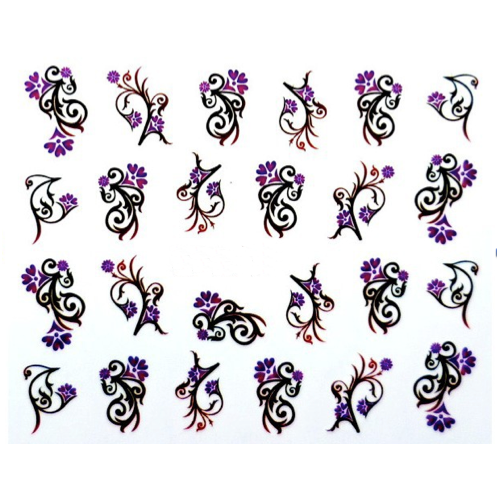 Water Decals Arabesques et Fleurs - Violet et Noir