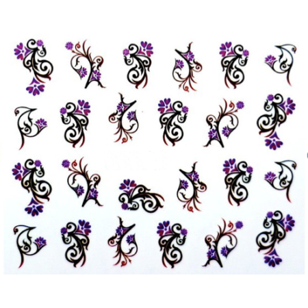 Water Decals Arabesques et Fleurs - Violet et Noir