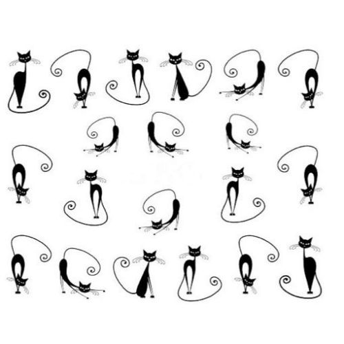 Water Decals Chats Stylisés - Noir