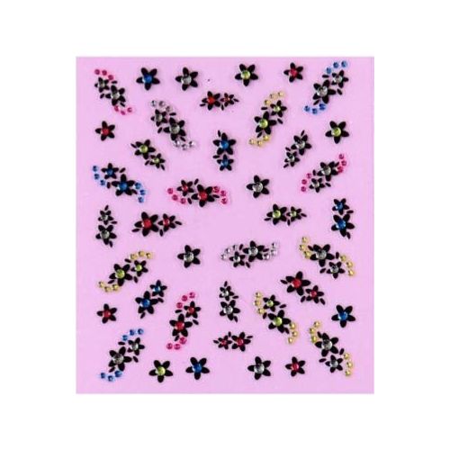 Stickers Fleurs et Strass - Noir