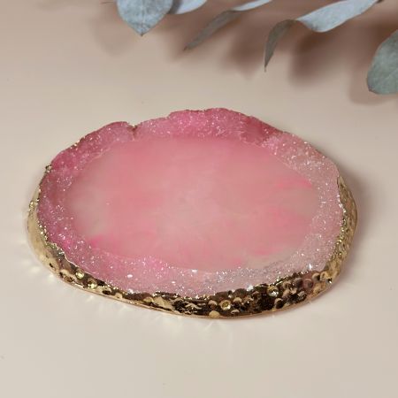 Palette Mélange Couleurs Ongles En Résine - Pour Nail Art, Maquillage, Peinture, Design Rose Avec Bord Doré