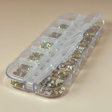 Boîte de Strass cristaux et holographiques - Nail Art